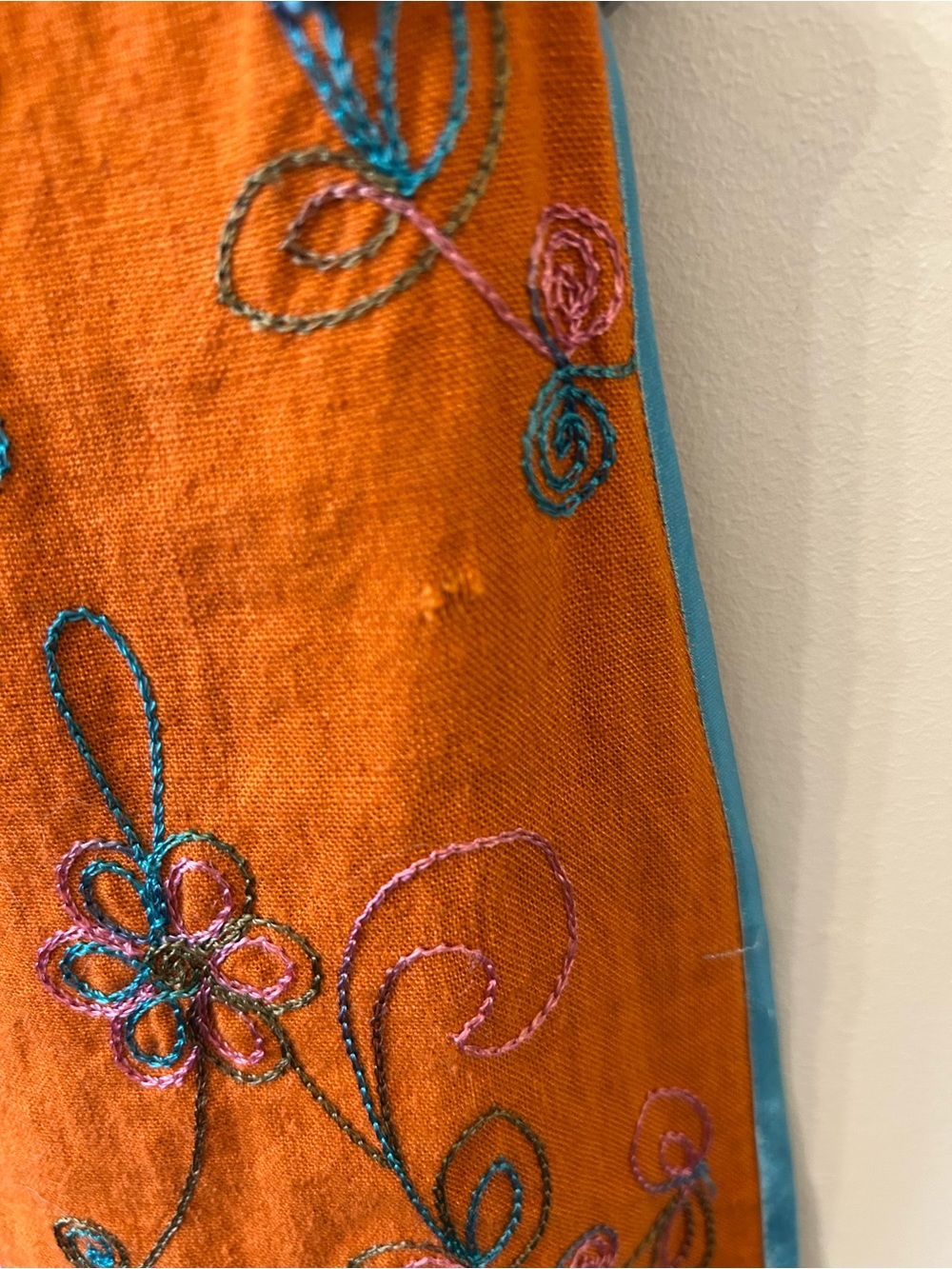 90s / Y2K Chinoiserie Dragon Silk Hangzhou Orange Embroidered Top | M (Fits S) - Picture 7 of 7